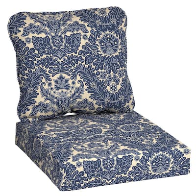Hampton Bay Blue Outdoor Cushions, Blue Paisley Outdoor Chair Cushions
