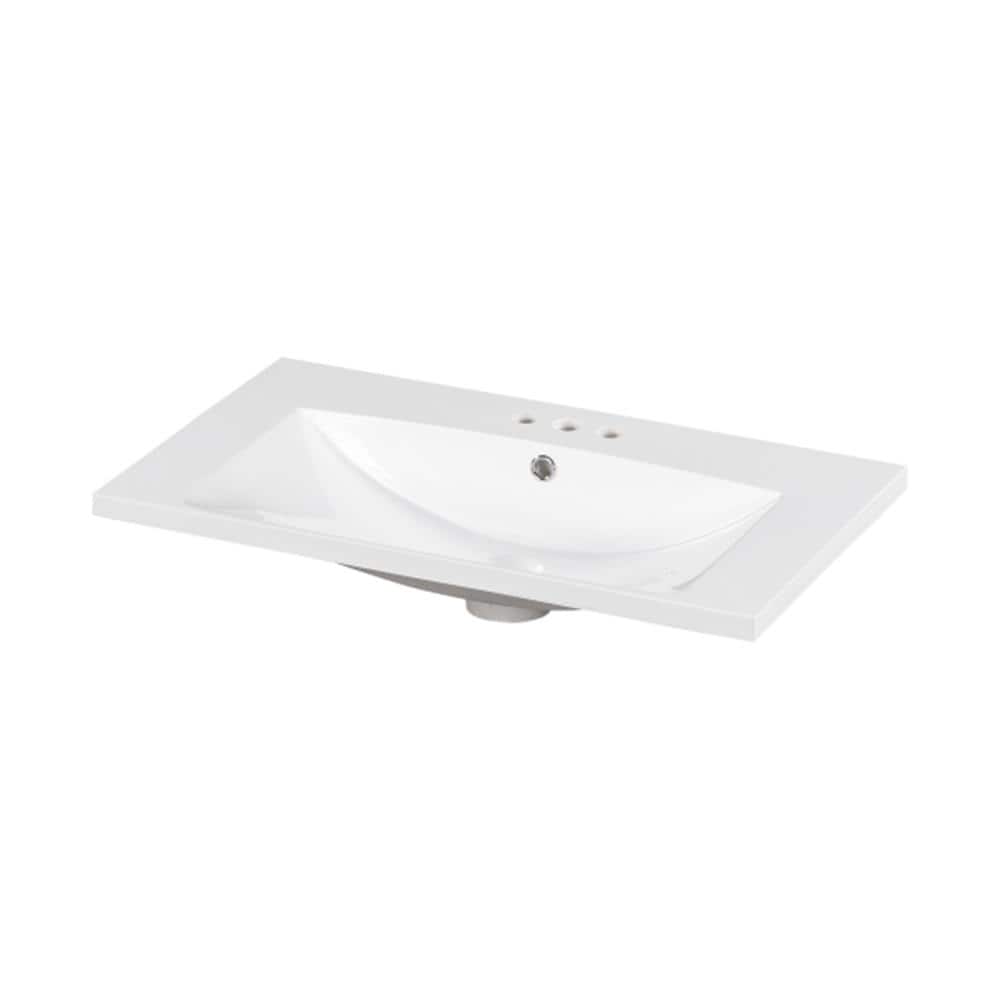 30 in. W x 18 in. D Resin Bathroom Sink Vanity Top with Single Basin Design