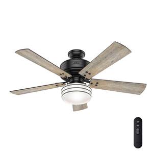 Cedar Key 52 in. Indoor/Outdoor Matte Black Ceiling Fan with Light Kit and Handheld Remote Control