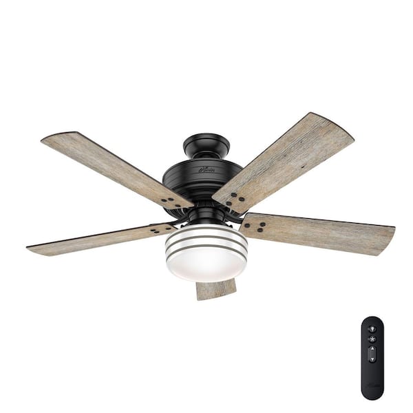Hunter Cedar Key 52 in. Indoor/Outdoor Matte Black Ceiling Fan with Light Kit and Handheld Remote Control