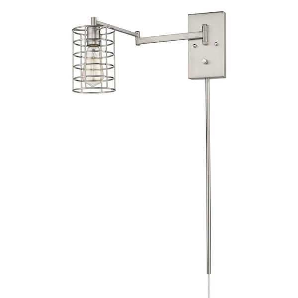 HomeRoots 32 in. Silver Indoor Plug-in Sconce with No Bulbs Included