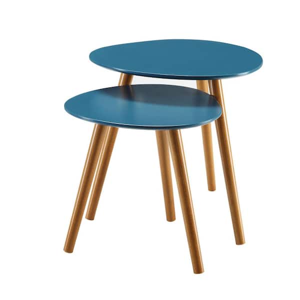 Convenience Concepts Oslo Blue and Natural Nesting End Tables S20157
