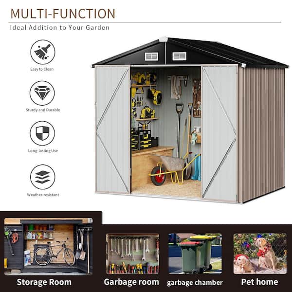 4 ft. W x 3.8 ft. D Outdoor Storage Plastic Shed with Floor and Lockable  Door for Patio Lawn and Garden (16 sq. ft.)