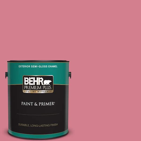 BEHR PREMIUM PLUS 1 gal. #P140-4 I Pink I Can Semi-Gloss Enamel Exterior Paint & Primer