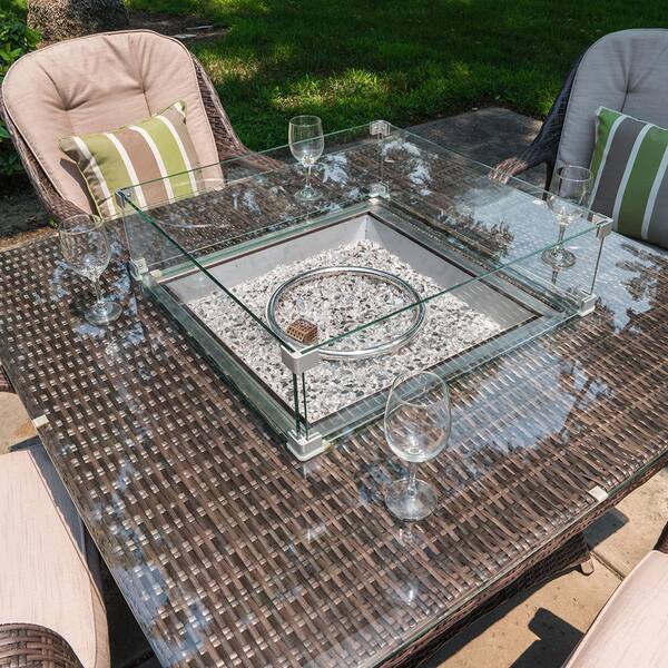 Square Propane Gas Fire Pit Table, Gas Fire Pit Table With Glass