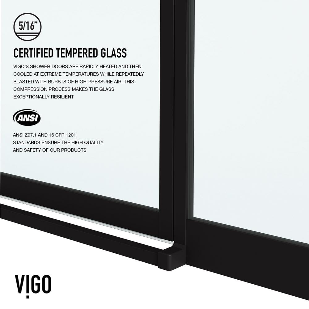 Meridian 60" Matte Black and Clear Grid Glass Shower Door