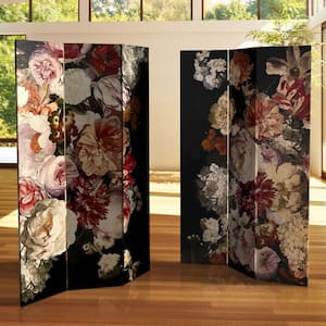Vintage Flowers 6 ft. Printed 3-Panel Room Divider