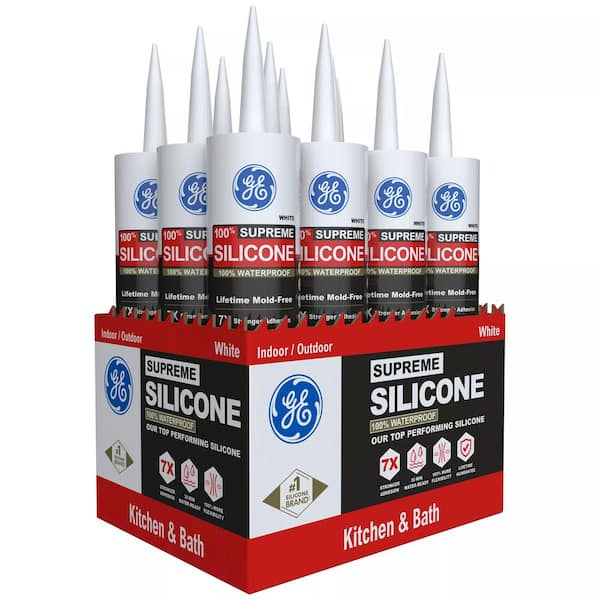 Supreme Silicone 10.1 oz. White Kitchen and Bath Caulk (12-Pack)