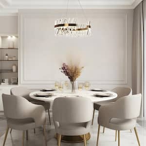 Tadonipkeseismo 2-Light Dimmable Integrated LED Plating Brass Crystal Chandelier