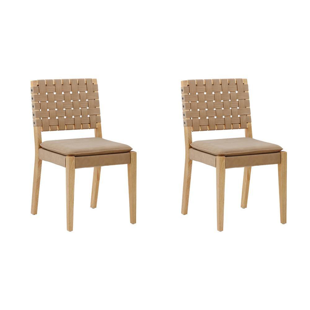 Cohen Natural Brown Faux Leather Upholstered Side Chair Set
