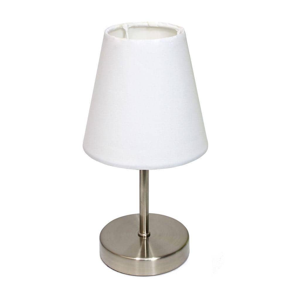 Sand Nickel Mini Table Lamp with White Fabric Shade
