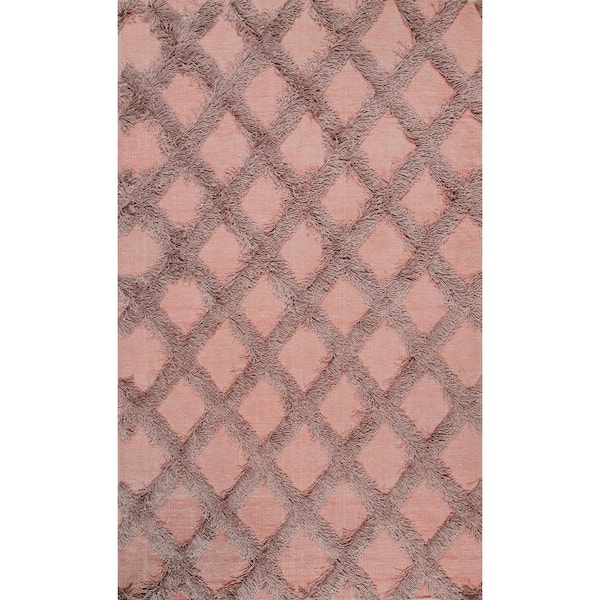 nuLOOM Francene Moroccan Trellis Shag Pink 5 ft. x 8 ft. Area Rug