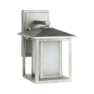 Hunnington 1-Light Weathered Pewter Outdoor 11 in. Wall Lantern Sconce