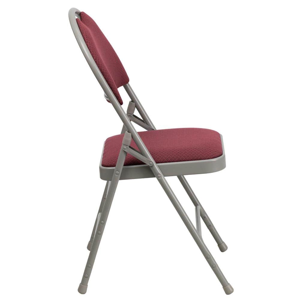 Burgundy Fabric High Back Armless Metal Folding Chair