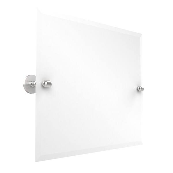 Allied Brass Tango Collection 26 in. x 21 in. Frameless Rectangular Landscape Single Tilt Mirror with Beveled Edge in Satin Chrome