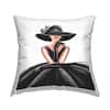 Stupell Industries High End Fashion Glam Pose Luxurious Black Dress Black Square Outdoor Throw Pillow pla-092_osq_18x18