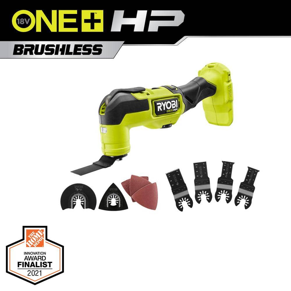 RYOBI ONE+ HP 18V Brushless Cordless Multi-Tool (Tool Only) with 4-Piece  Wood and Metal Oscillating Multi-Tool Blade Set PBLMT50B-A24402 The Home  Depot
