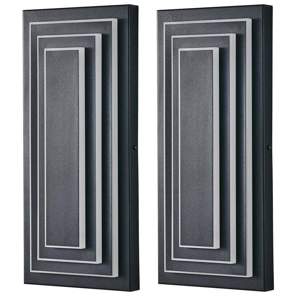 15.7 in. 3-Light Black LED Rectangular Wall Sconce for Porch, Garage or Entry Lighting（2-Pack） price history on PriceWatchPro