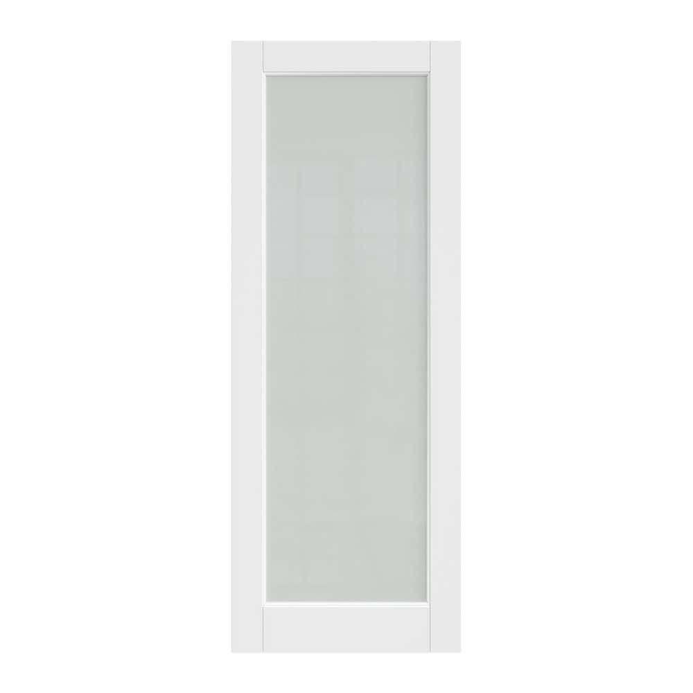 ARK DESIGN 32 in. x 96 in. 1-Lite Frosted Glass Solid Core White Primed ...
