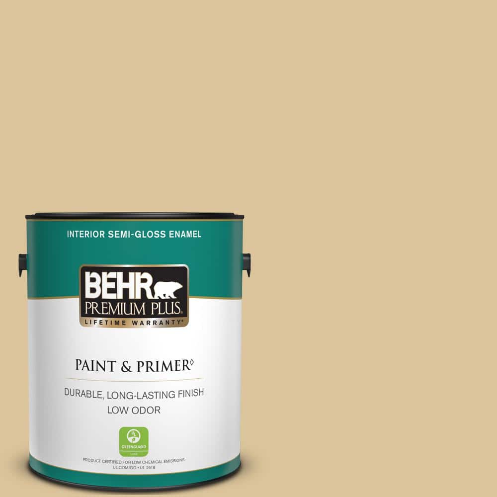 BEHR PREMIUM PLUS 1 gal. S3103 Natural Twine SemiGloss Enamel Low