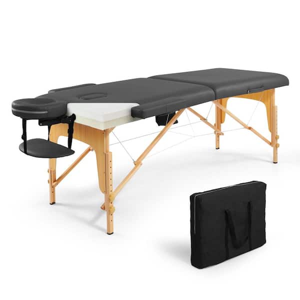 84 in. Black Memory Foam Massage Table with Foldable Legs