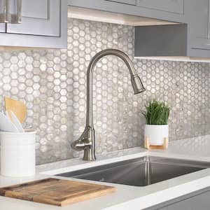 White 11.6 in. x 11.6 in. Hexagon Polished Natural Shell Mosaic Tile (18.69 sq. ft./Case)