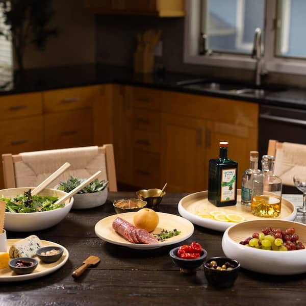 Lexa 11.81 in. W x 1.97 in. H x 11.81 in. D White Bamboo Footed Plate