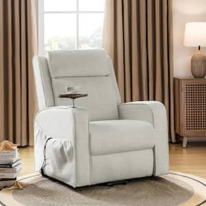 Dan Ivory Farmhouse Massage Lift Assist Power Recliner with Solid Wood Tray