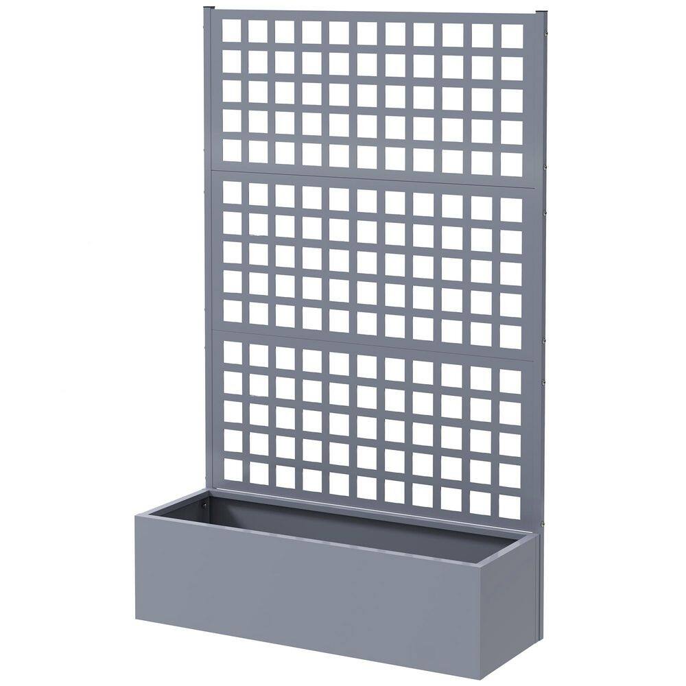 43.3 in. W x 15.9 in. D x 70.1 in. H Gray Metal Outdoor Planter Box, Galvan