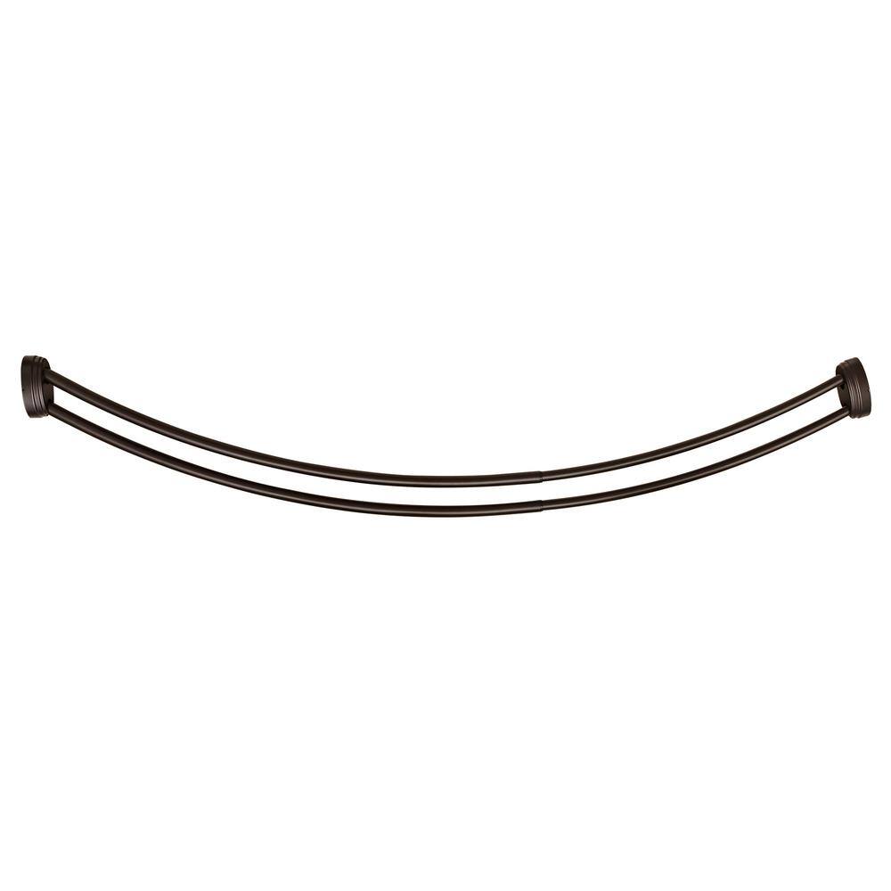 Bronze Wall Mounted Double Curved Aluminum Shower Rod