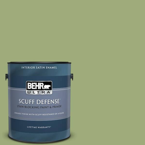BEHR ULTRA 1 gal. #BIC-12 Siamese Green Extra Durable Satin Enamel Interior Paint & Primer