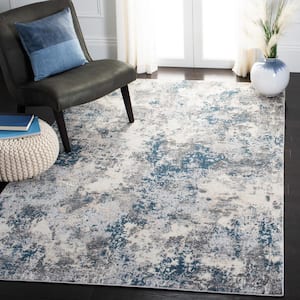 Lagoon Gray/Turquoise 7 ft. x 7 ft. Distressed Geometric Square Area Rug