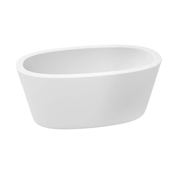 Whatseaso 55.12 in. Acrylic Flatbottom Freestanding Non-Whirlpool Soaking Bathtub in White