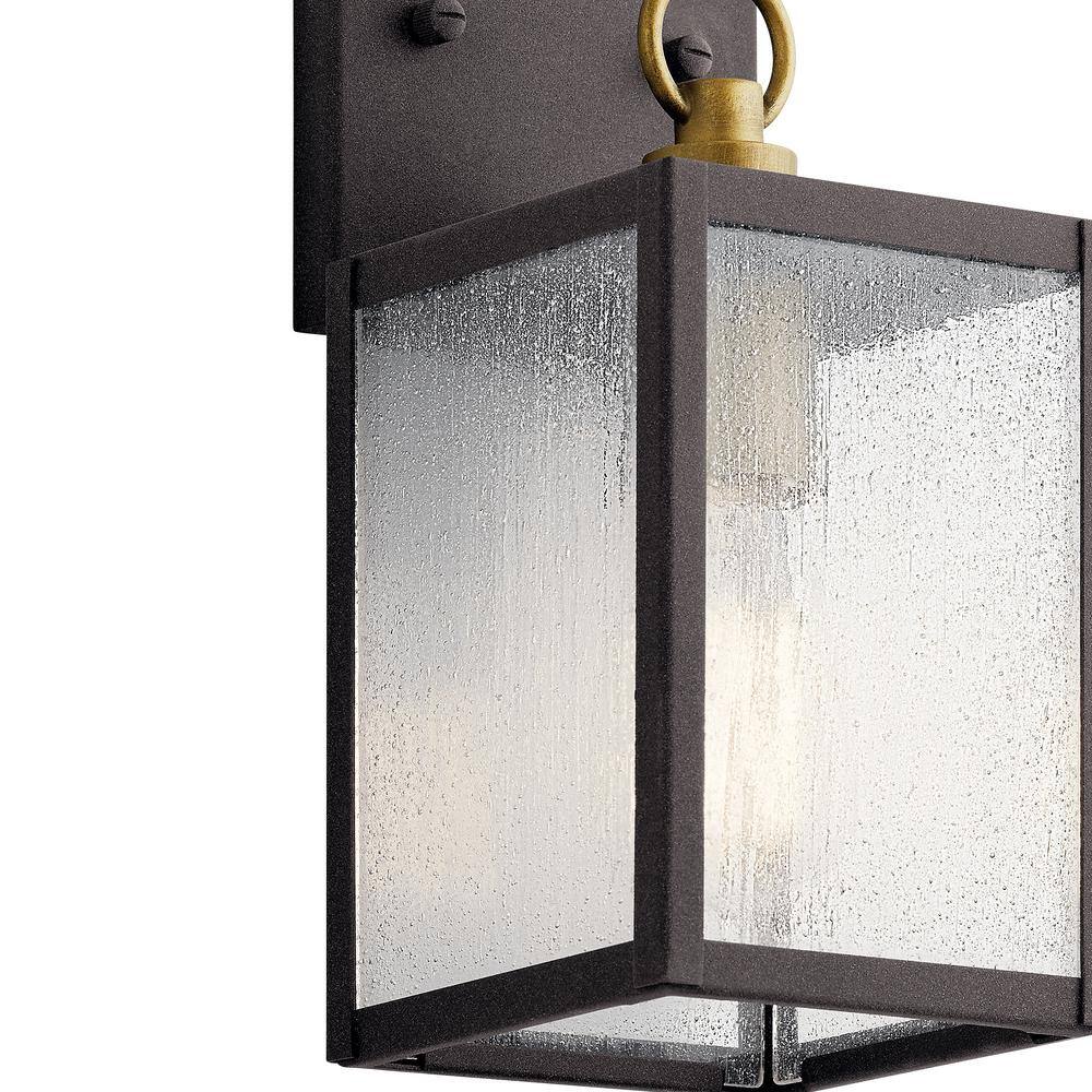 Lahden 16.75" Distressed Bronze Outdoor Wall Lantern with Clear Glass