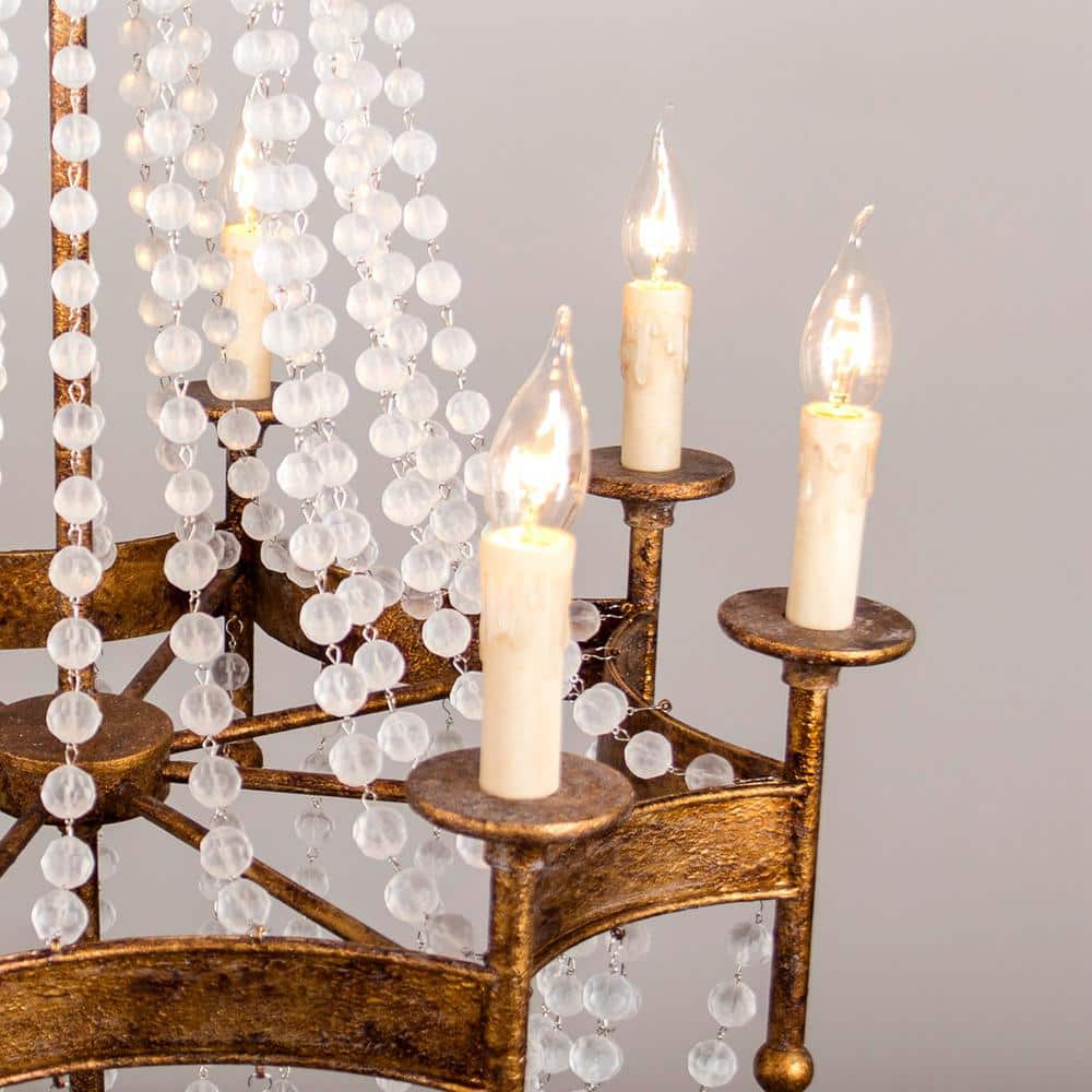 Golden 8-Light Crystal Candle Chandelier