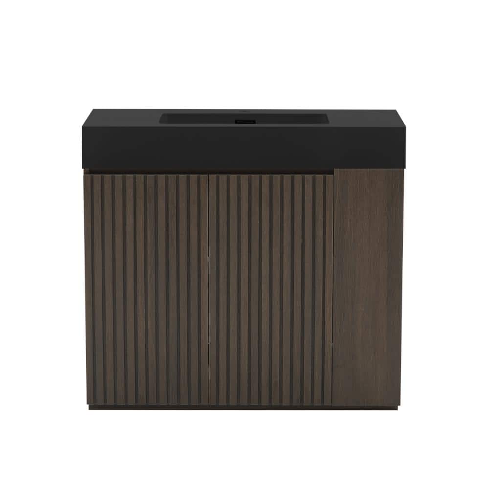 36 in. Freestanding Smoked Oak Bath Vanity with Black Quartz Top Unassembled price history on PriceWatchPro