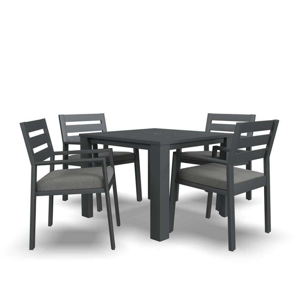 HOMESTYLES Grayton 5-Piece Aluminum Gray Outdoor Dining Set (Includes ...