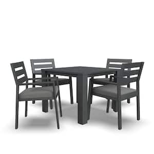 Grayton 5-Piece Aluminum Gray Outdoor Dining Set (Includes Table and 4 Chairs with Cushions)