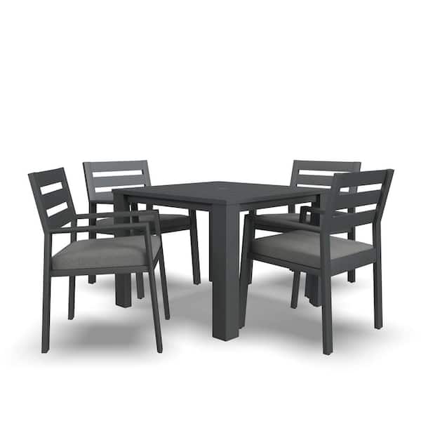 HOMESTYLES Grayton 5-Piece Aluminum Gray Outdoor Dining Set (Includes Table and 4 Chairs with Cushions)