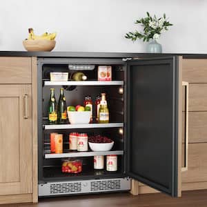 24 in. Single Zone 140-Cans Built-in or Freestanding Beverage Cooler in Stainless Steel