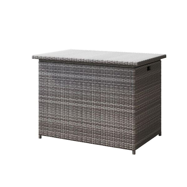 127 Gal. Dark Gray Resin Wicker Storage Deck Box