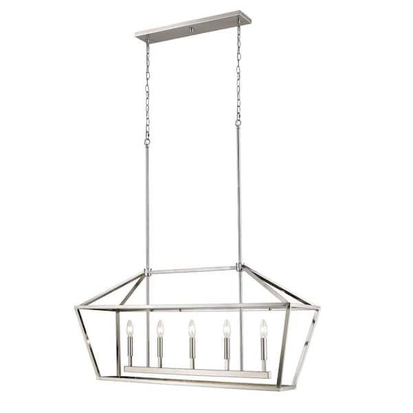 3245-SN 5-Light 40 in. Wide Taper Candle Silver Nickel Chandelier