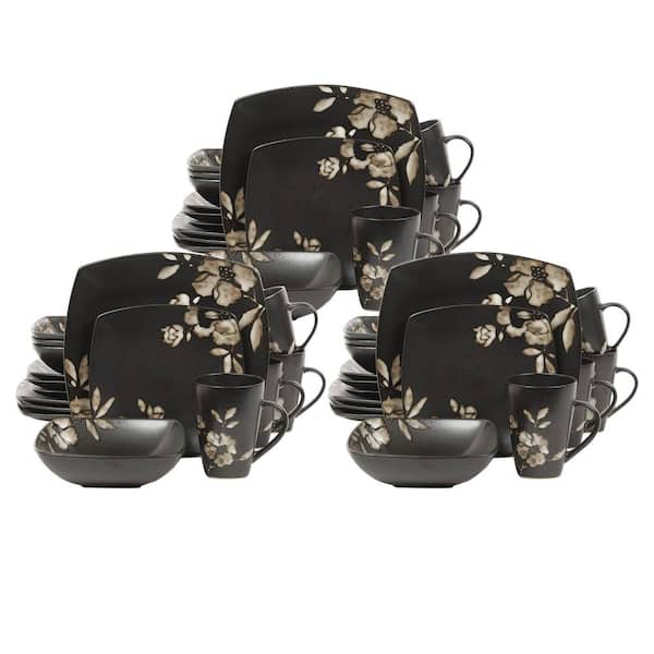 Gibson Elite Lanark 16 Piece Dinnerware Sets with Plates, Bowls, & Mugs (3 Pack)