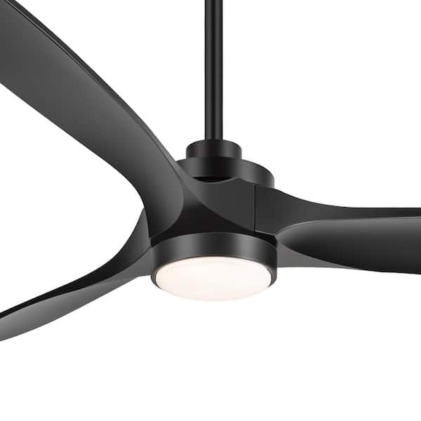 Triplex 60 in. Indoor Propeller Black Standard Ceiling Fan with Adjustable White Integrated LED with Remote Included