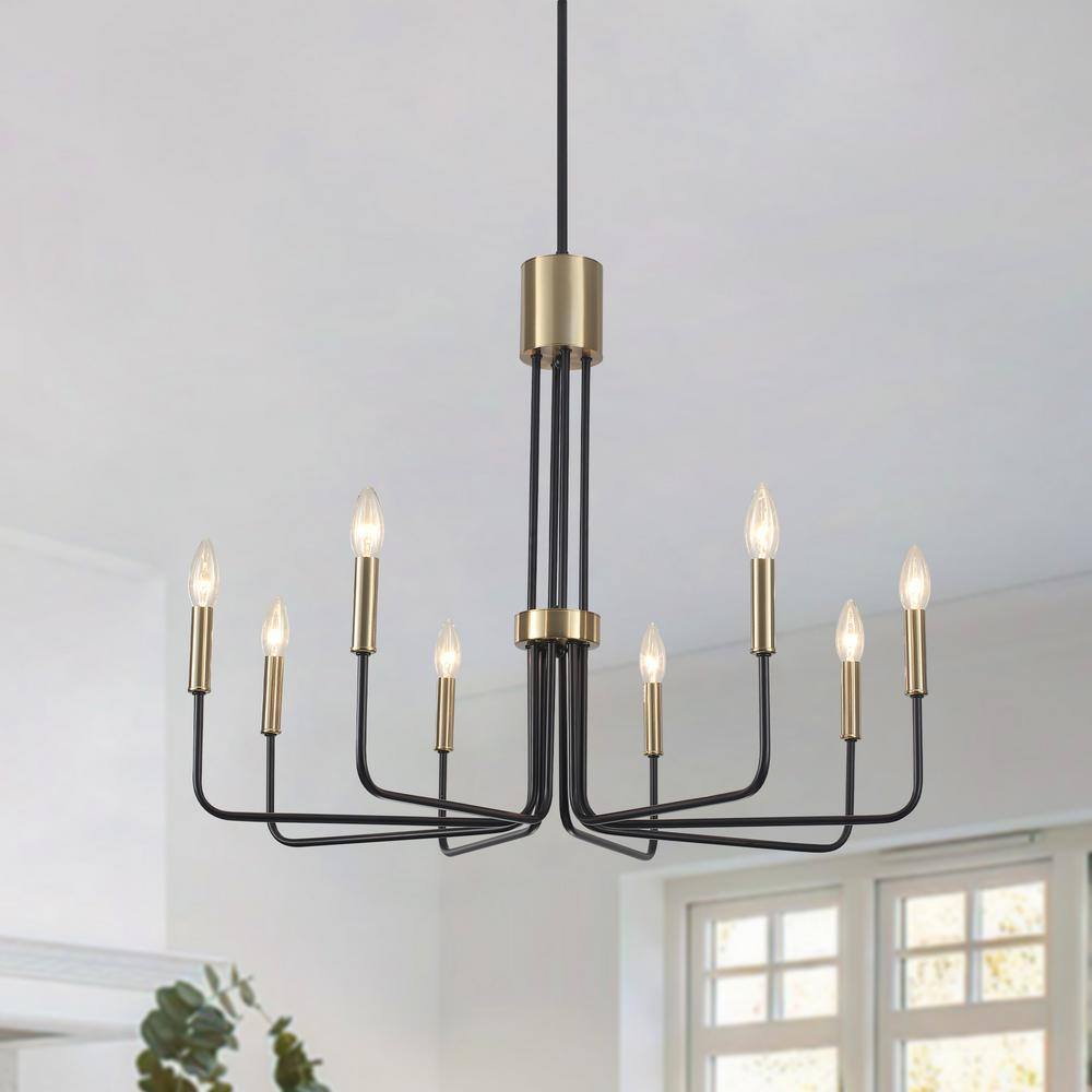 Black and Gold 8-Light Candle Style Chandelier