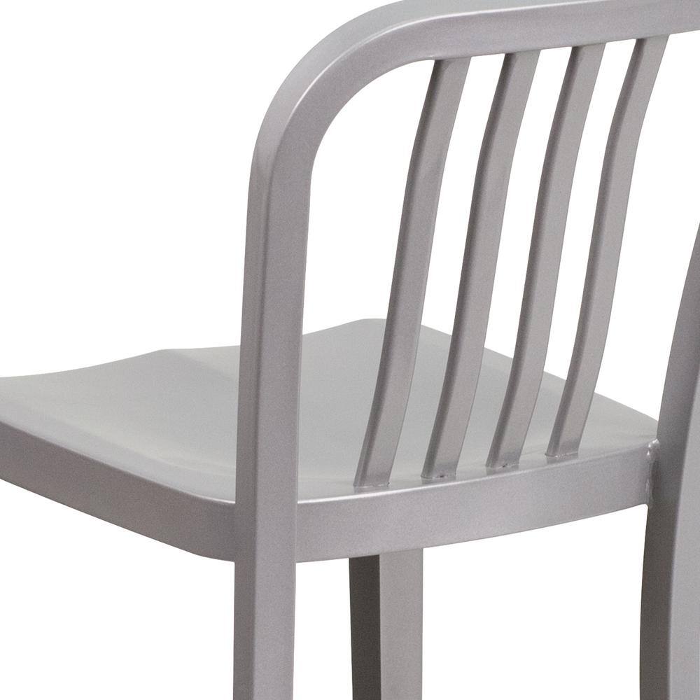 Silver 24" Metal Counter Height Stool with Vertical Slat Back