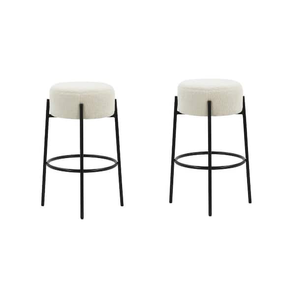 Nathan James Dahlia 26 in. Mid-Century Modern Black Metal Counter Height  Bar Stool with Low Back, and Light Gray Fabric Seat Cushions 21605 - The  Home Depot