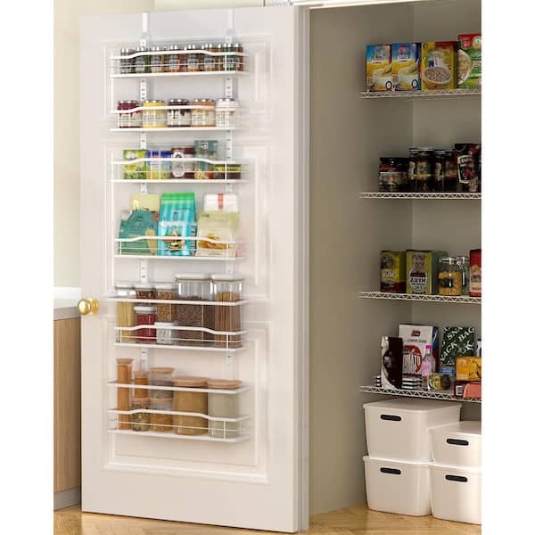 Wudkey 6-Shelf White Hanging Pantry Organizer Over The Door Pantry ...
