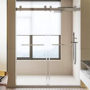 60 in. W x 76 in. H Double Sliding Frameless Shower Door in Chrome with 3/8"(10mm) Temper Glass, Soft Closing