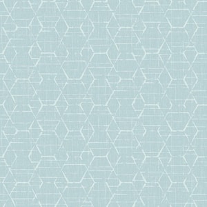 Atmosphere Collection Light Aqua Metallic Texture Hextex Geometric Print Non-Pasted on Non-Woven Paper Wallpaper Roll